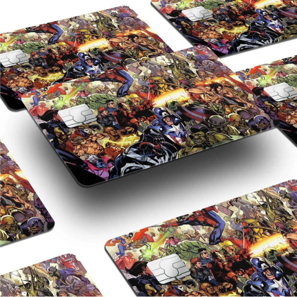 4 Pack Marvel Comics Credit Card Skin Set Superhero Avengers Decal Sticker Cover