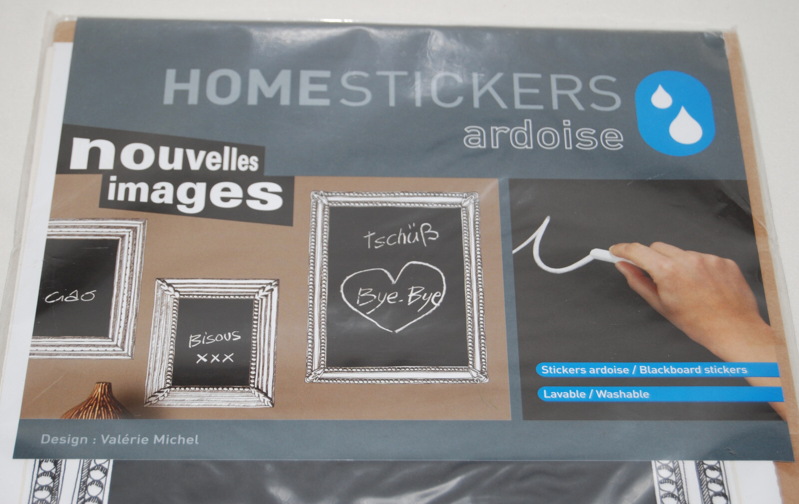 New 3-Pack HomeStickers Black Framed Write-On Chalkboard Blackboard Stickers