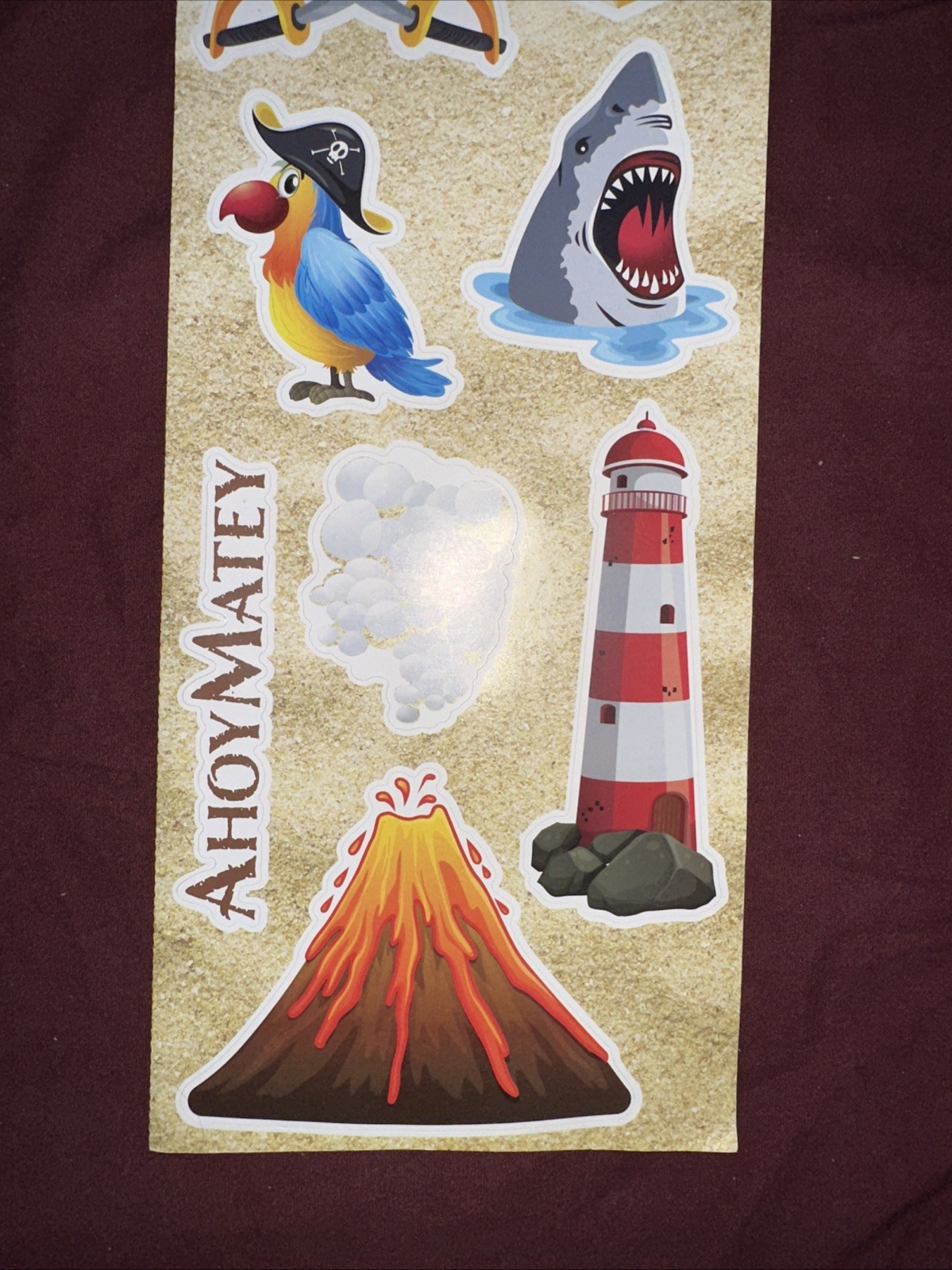 Large Sticker Wall Decals Pirate Island. Treasure chest, lighthouse boat. 5 sets