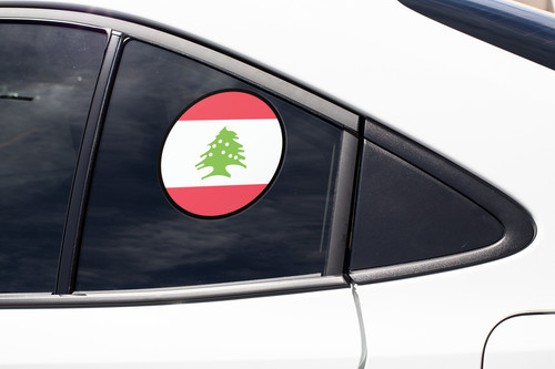 Lebanon Flag Circle Sticker Decal