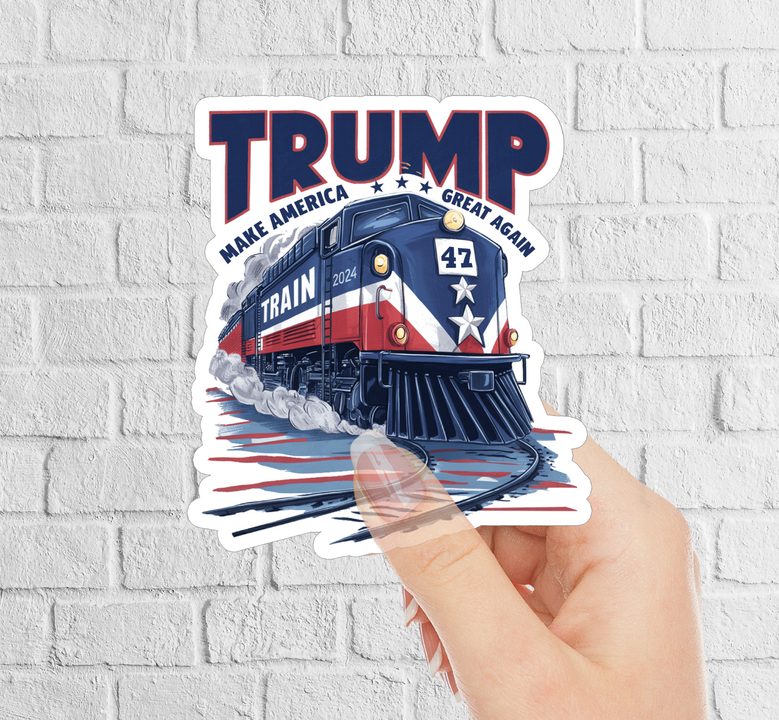 TRUMP TRAIN Sticker 2024 -Make US Great Again- MAGA Vinyl Decal – 3 x 3.5 INCHES