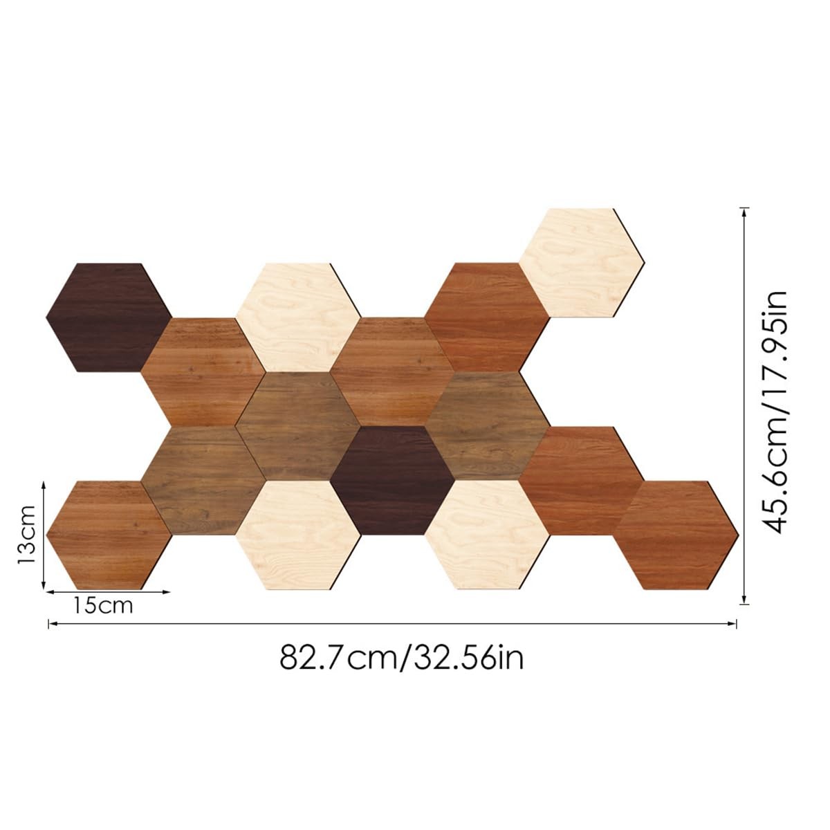 Wooden Multi Color Wall Art Decals, 15 PCS 3D Hexagon Wall Tiles for Office, …