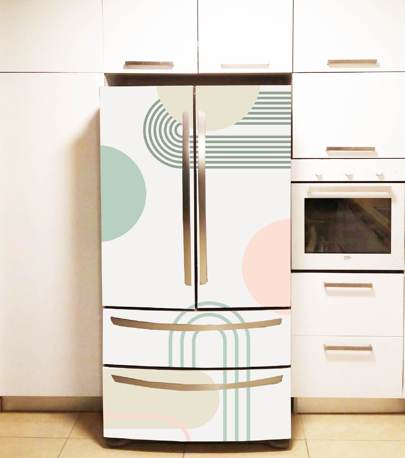 Geometric Design Fridge Wrap Refrigerator Decal