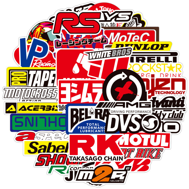 100Pcs JDM Car and Motorcycle Trend Modification LOGO Sticker for Kids Teens