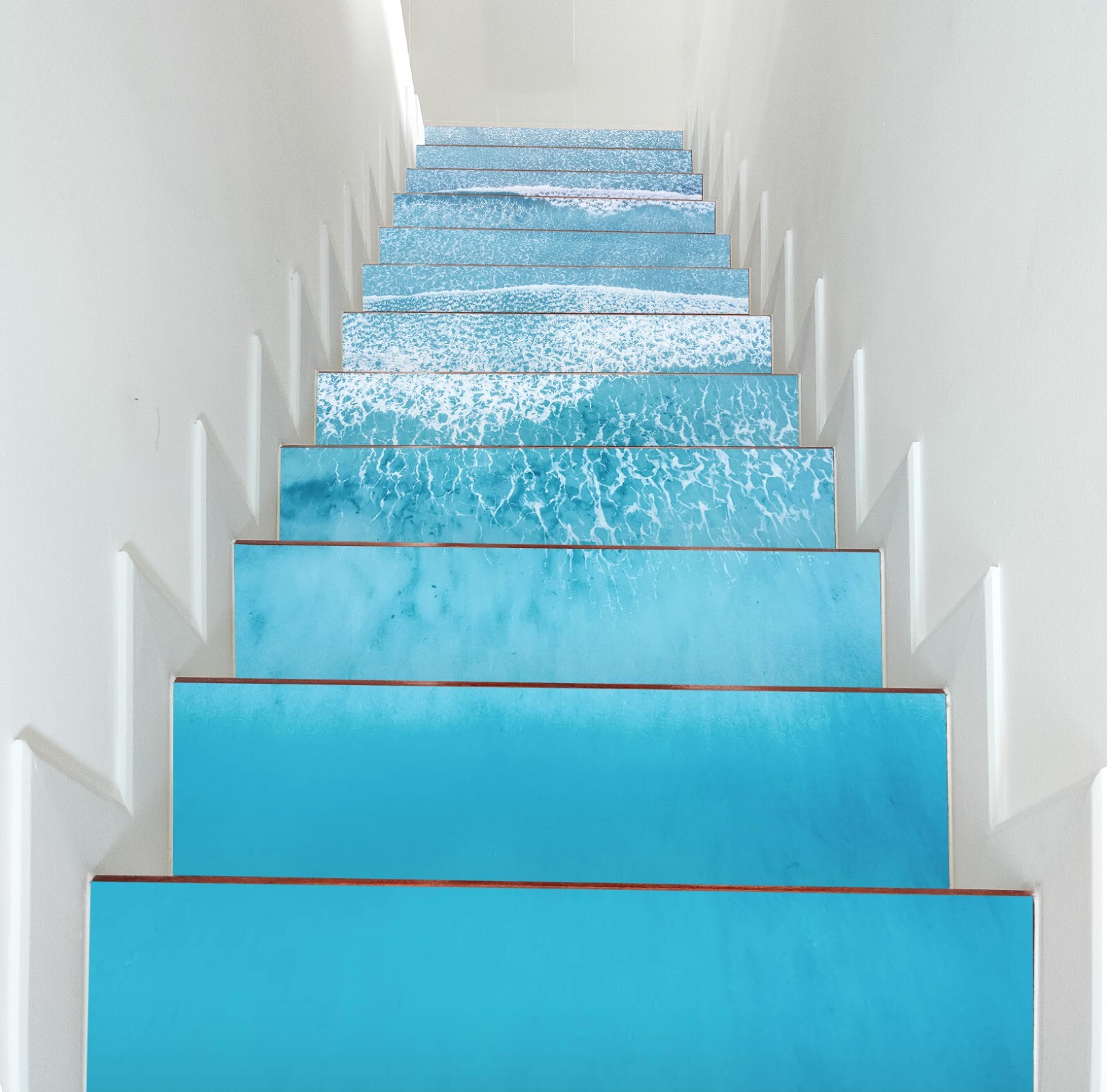 3D Blue Sea W154 Stairs Risers Decoration Photo Mural Vinyl Wallpaper Vera