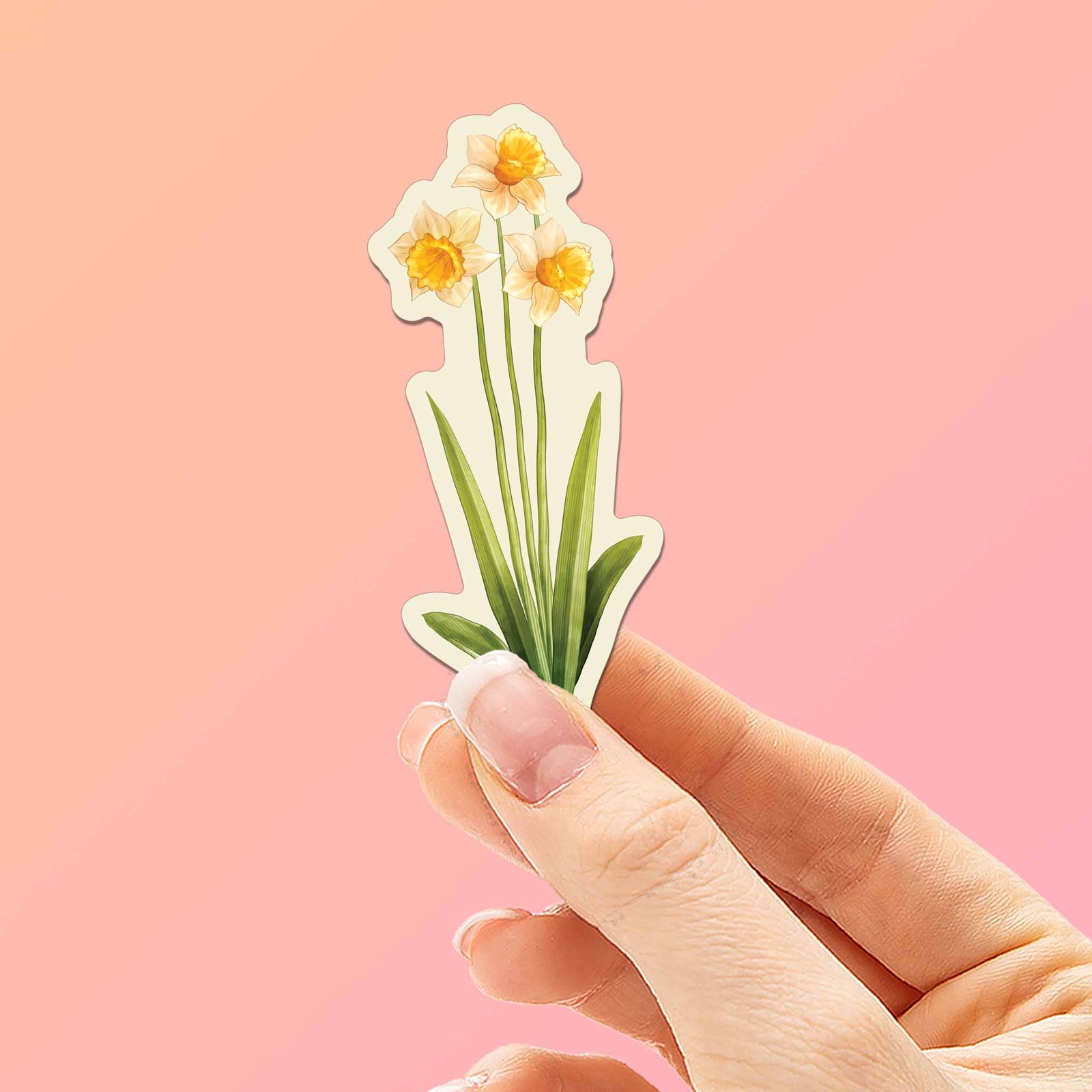 Mini Daffodil Flower Sticker- Cute Decal for Water Bottle or Laptop