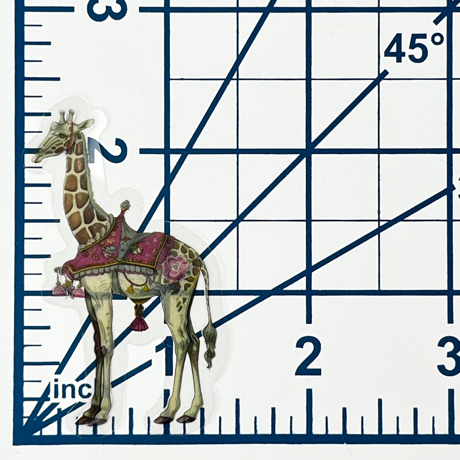 Victorian Giraffe Vinyl Sticker Transparent Carousel Animal Vintage Ephemera