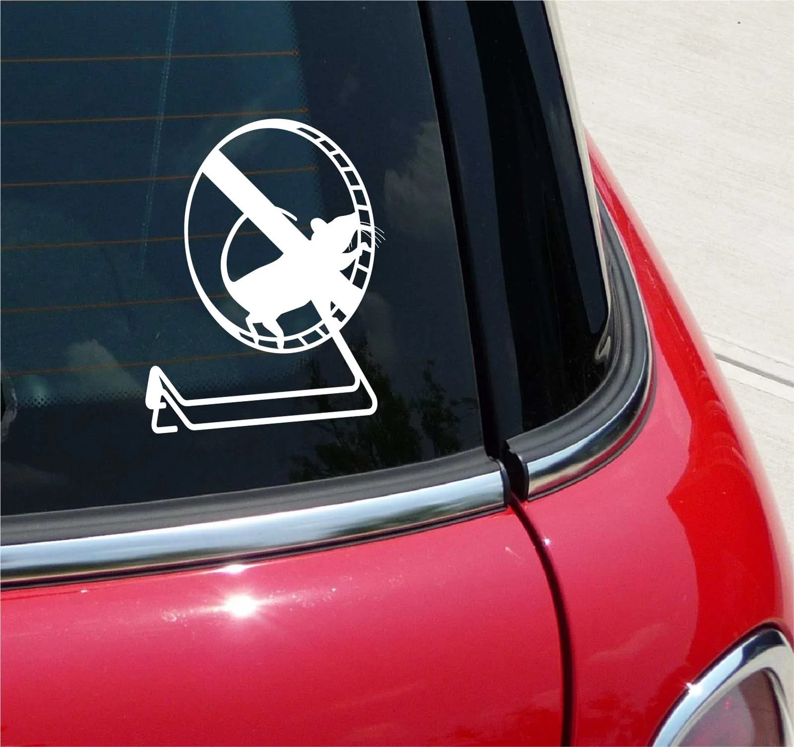MOUSE ON EXERCISE WHEEL MICE GRAPHIC DECAL STICKER ART CAR WALL DECOR