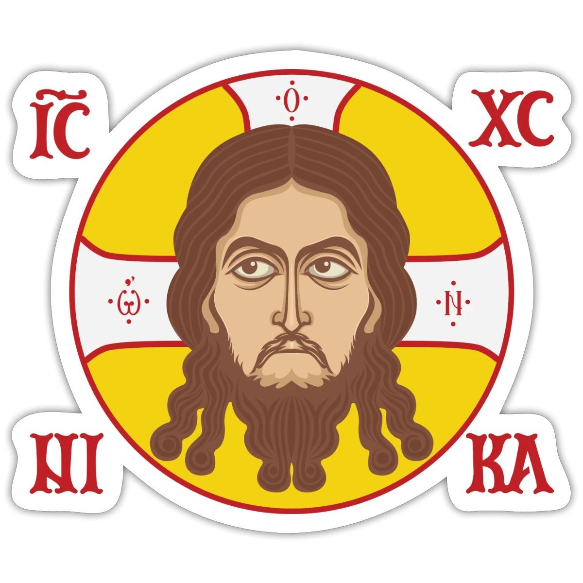 Orthodox Holy Flag With Jesus Face Sticker, max. 4 x 4"