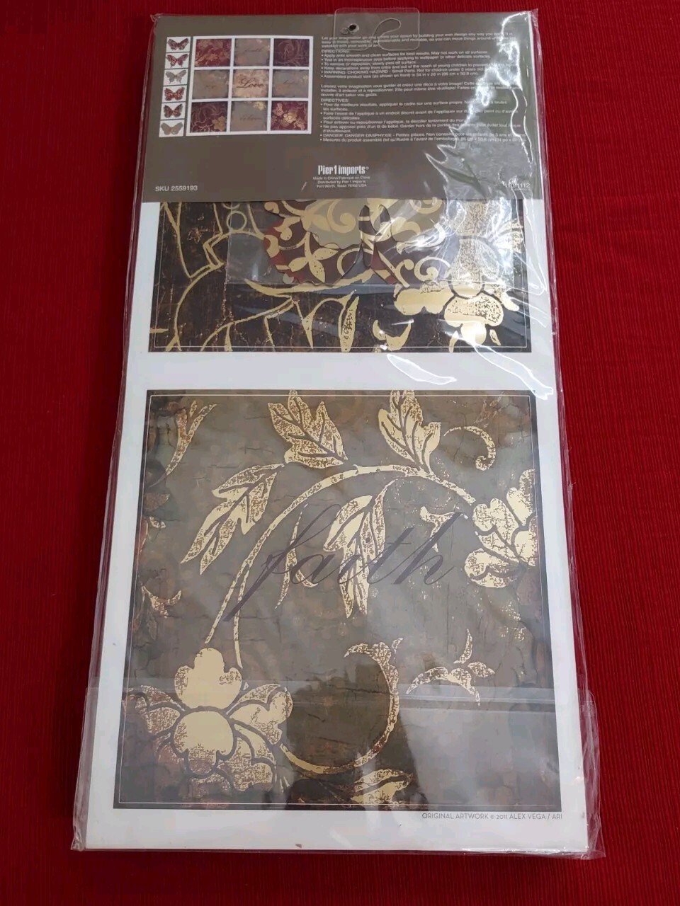 3 Pier 1 Imports Butterfly/Floral Peel & Stick Wall Applique (15) Each Brand New