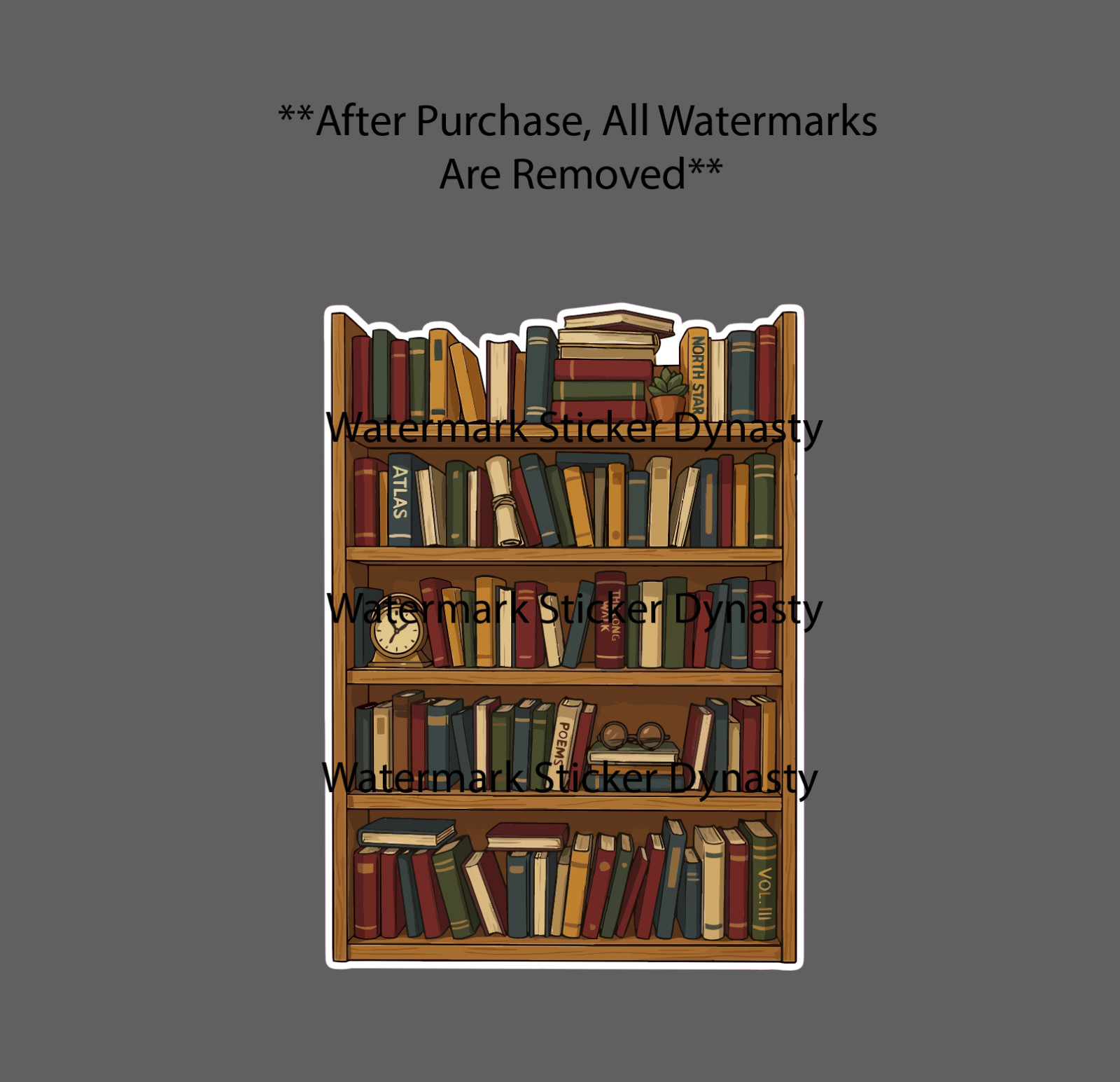 Bookshelf Sticker Waterproof Decal Books Reader Reading Novel Aesthetic Gift NEW
