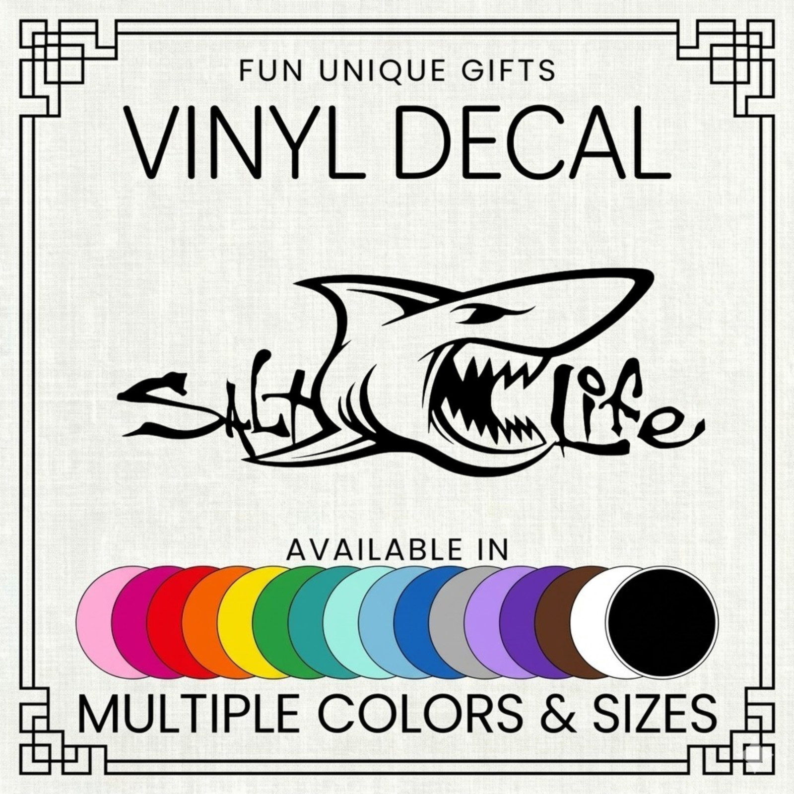 Salt Life Shark Vinyl Decal Sticker -Multiple Colors & Sizes- SHIPS FREE!
