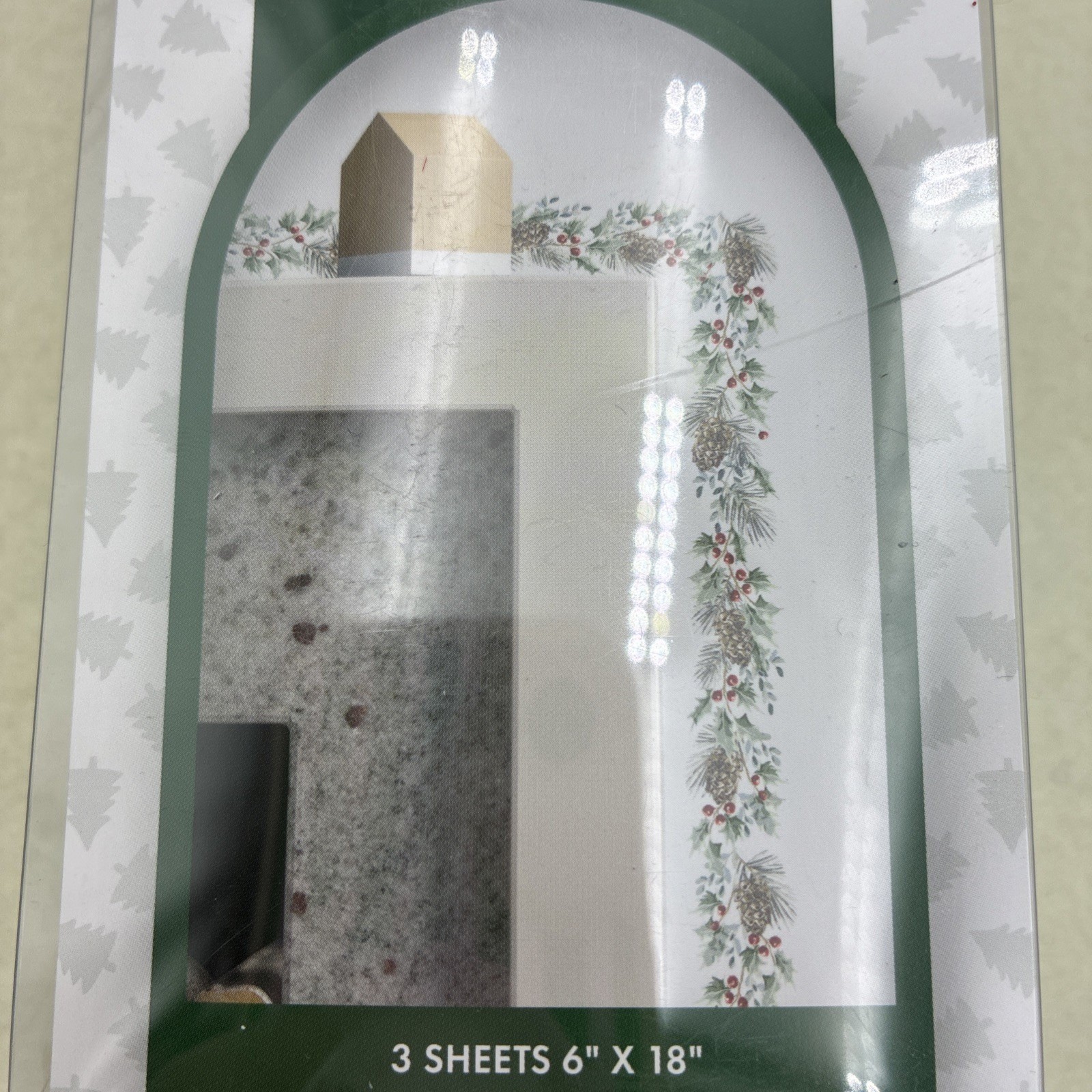 WallWear Christmas Garland Border Wall Decals Peel & Stick Holly Berry 3 Sheets
