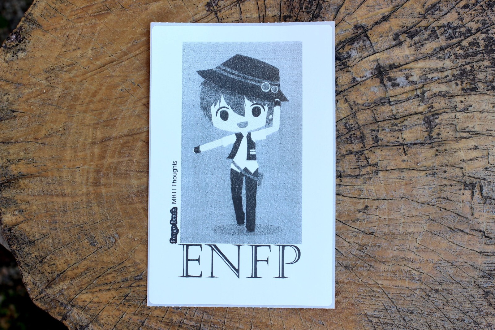 ENFP Boy B/W 4"x6" Thermal Sticker – Kawaii Anime Chibi – MBTI – Pongo Beach