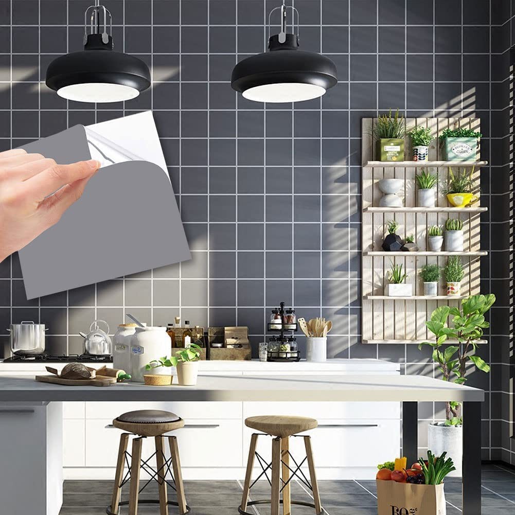 Wall Stickers Tile Stickers, Tezam 50PCS 6' X 6'Square X 6", Grey