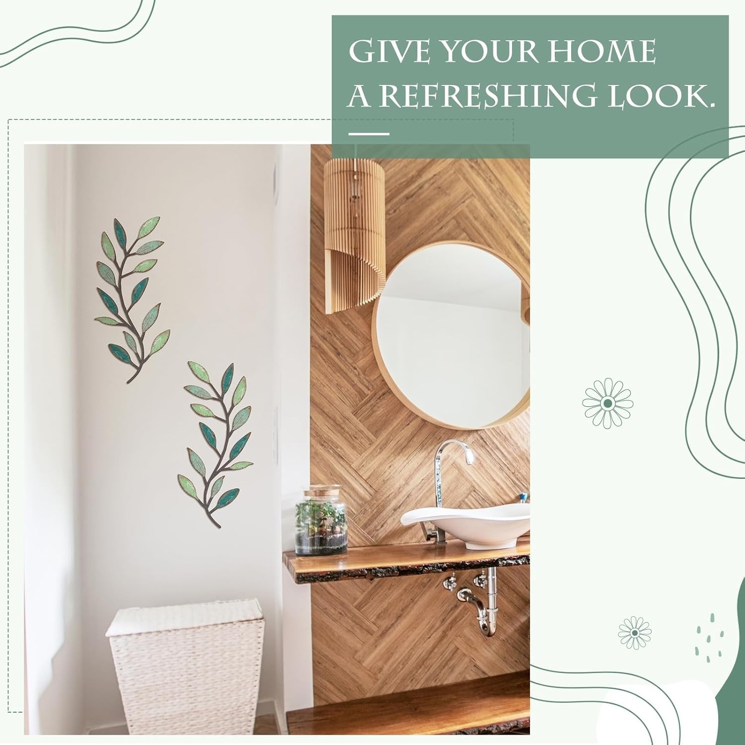 Stunning Metal Leaf Wall Decor Set: 15.75×7.09 Inches for Contemporary Homes