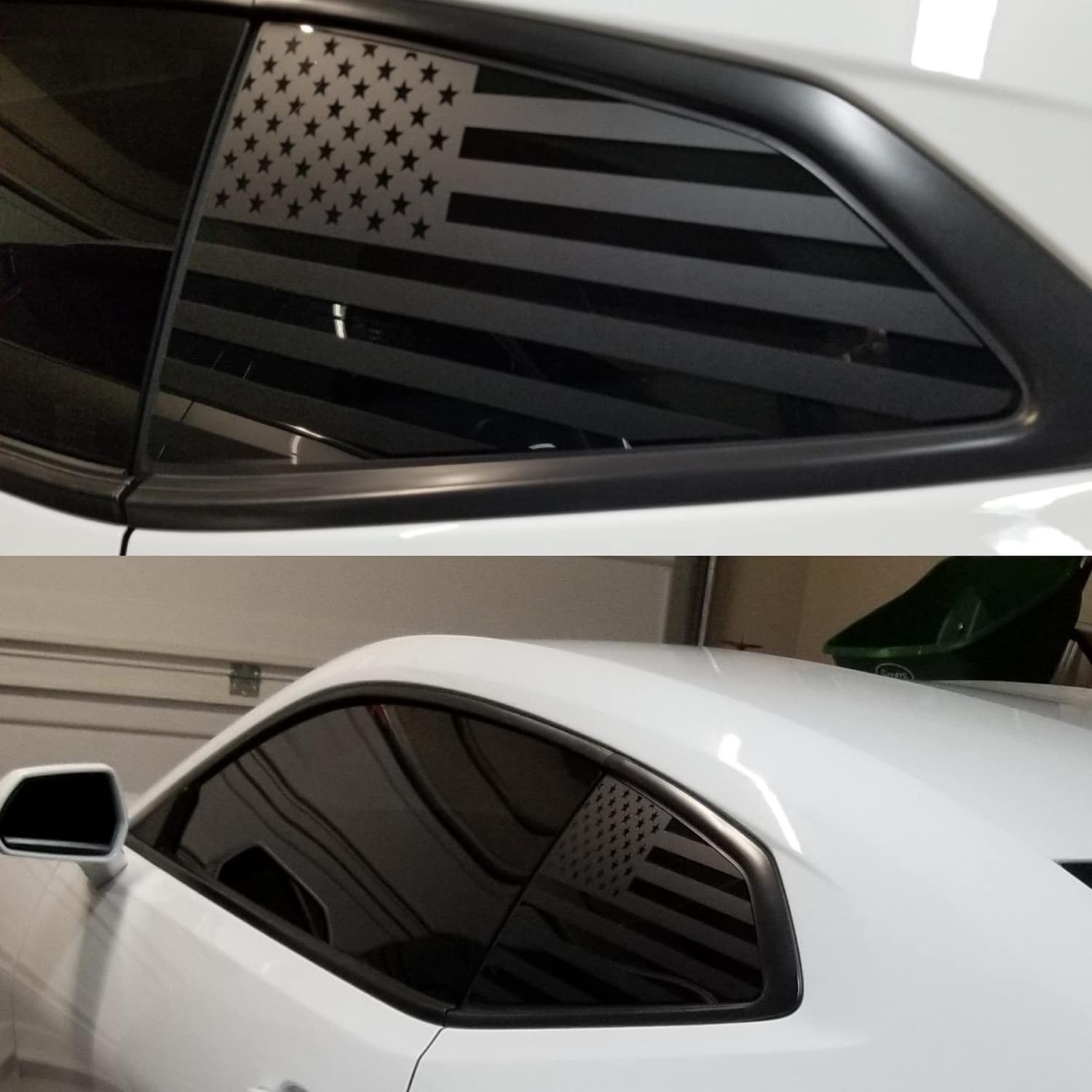 Rear Side Quarter Window American Flag Decal for Chevy Camaro 2016-2022, Black
