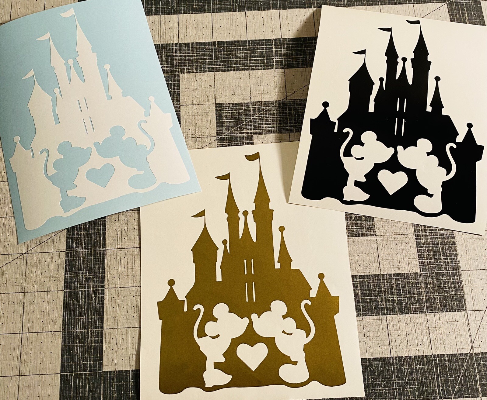 Vinyl Decal for Window – Mickey & Minnie Mouse w/ Cinderella's Castle (Disney)