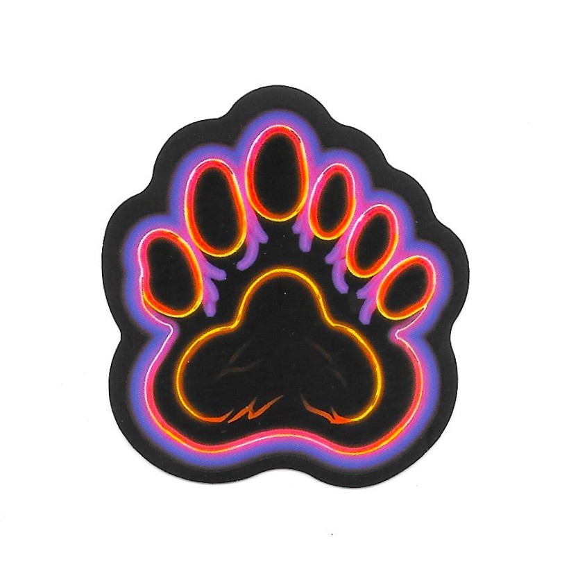 Retro Neon Monster Paw Vinyl Sticker 6 Toe Footprint Decal Glow Alien Art