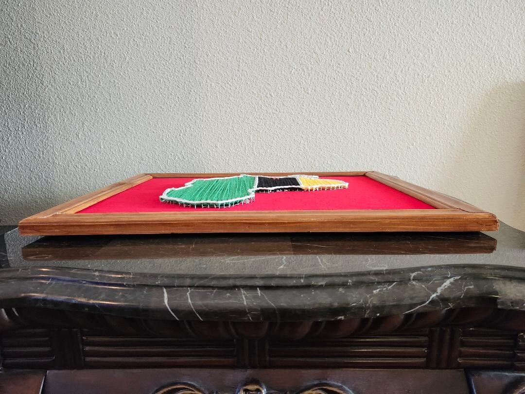 Handmade Africa String Art – Red & Black Velvet | Green, Black, Yellow & White S