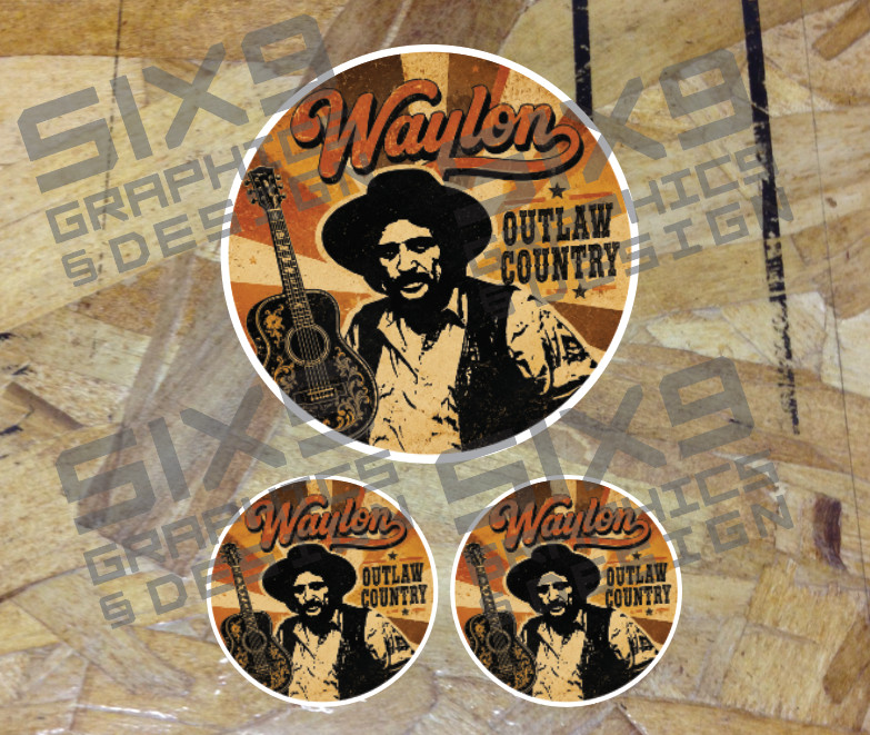 Waylon Jennings Outlaw Country 70s Vintage Sticker Decal Window Bumper Made USA