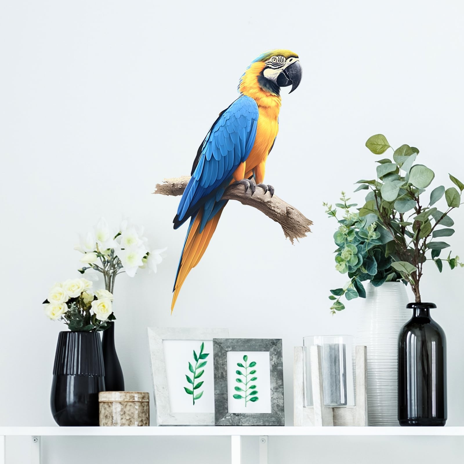 Lifelike Blue and Yellow Macaw Bird Wall Decal Nursery Bird Animal Wall Stick…