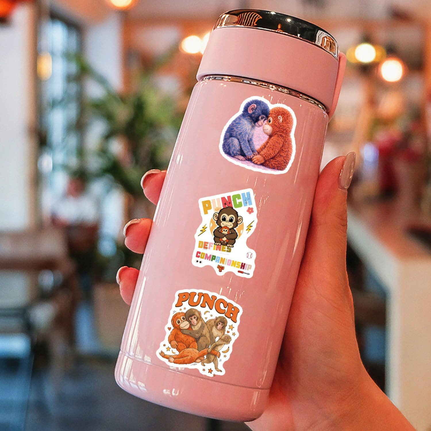 120 Pcs Monkey Punch Stickers Cute Cartoon Waterproof Vinyl Decals