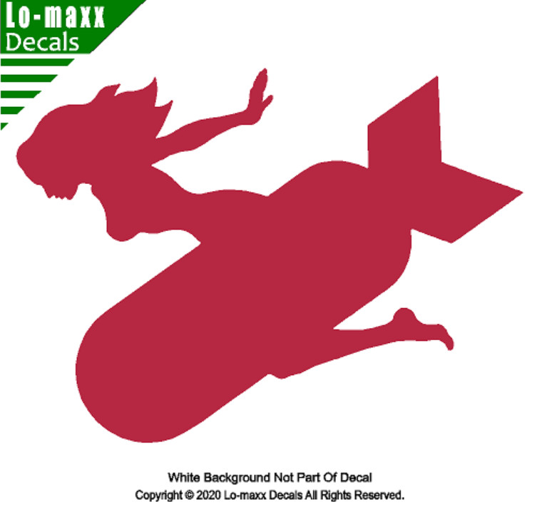 Mudflap Girl Riding Bomb Trucker WW 2 Bomber Custom Graphic Die Cut Vinyl Decal