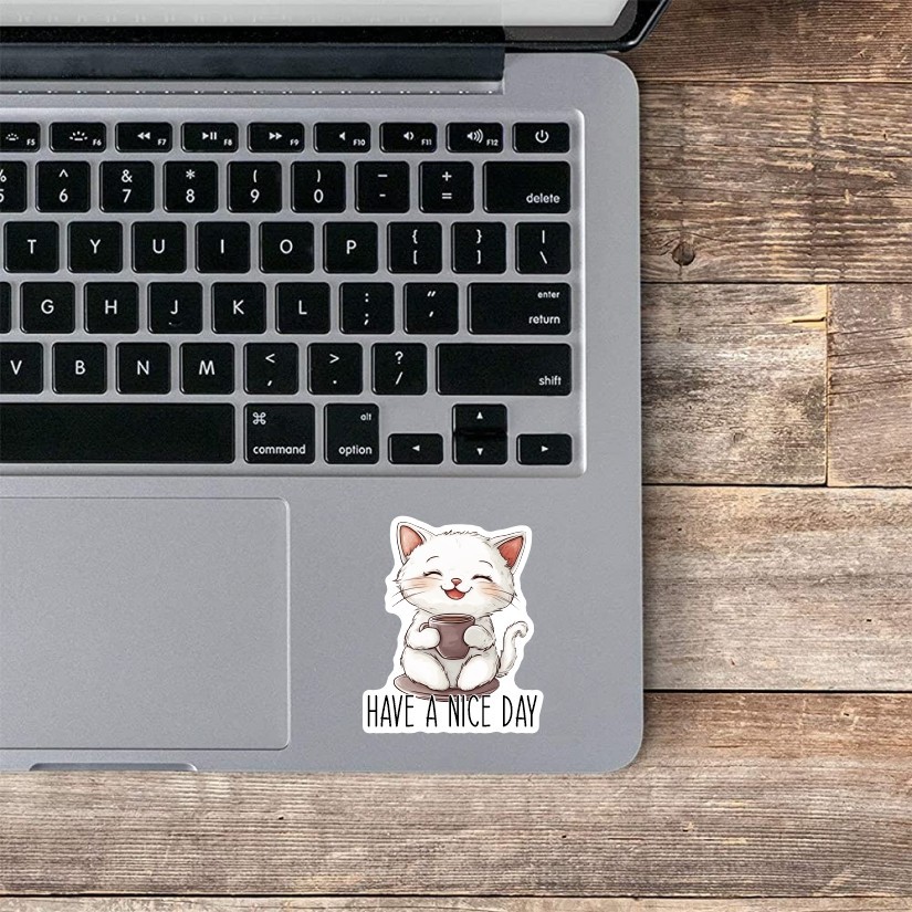 Have a nice day!, Cute Cat Sticker, Peel N' Stick, Different Sizes