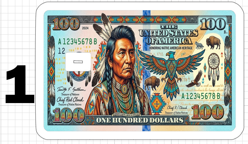 Native American Bill Credit ATM Debit Gift Card Skin Sticker Chief Indian Dollar