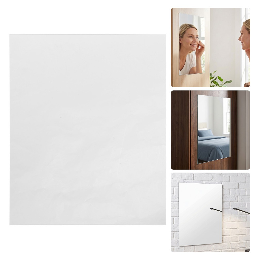 4Pcs Reusable Acrylic Mirror Sheet Tiles Self Adhesive for Small Space DIY Decor