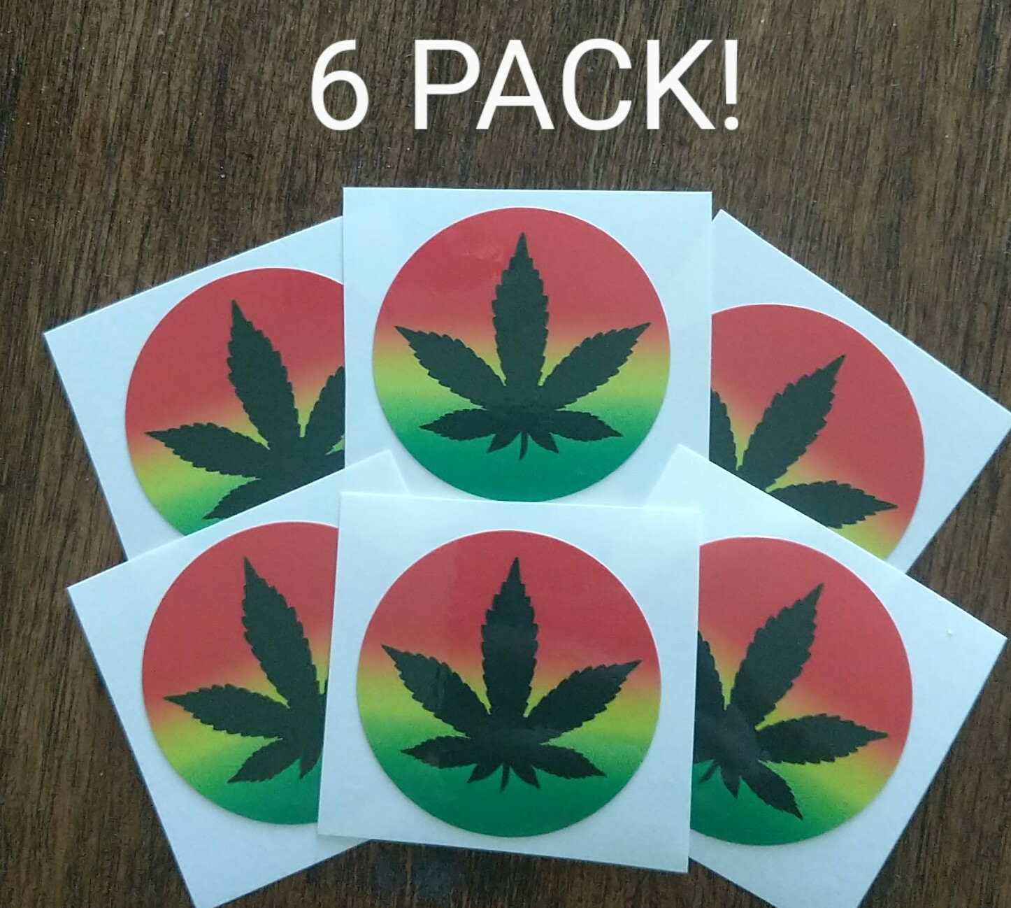2" Pot Leaf Decals 6 Pack Red Yellow Green 420 Weed Smoker Sticker Home Decor
