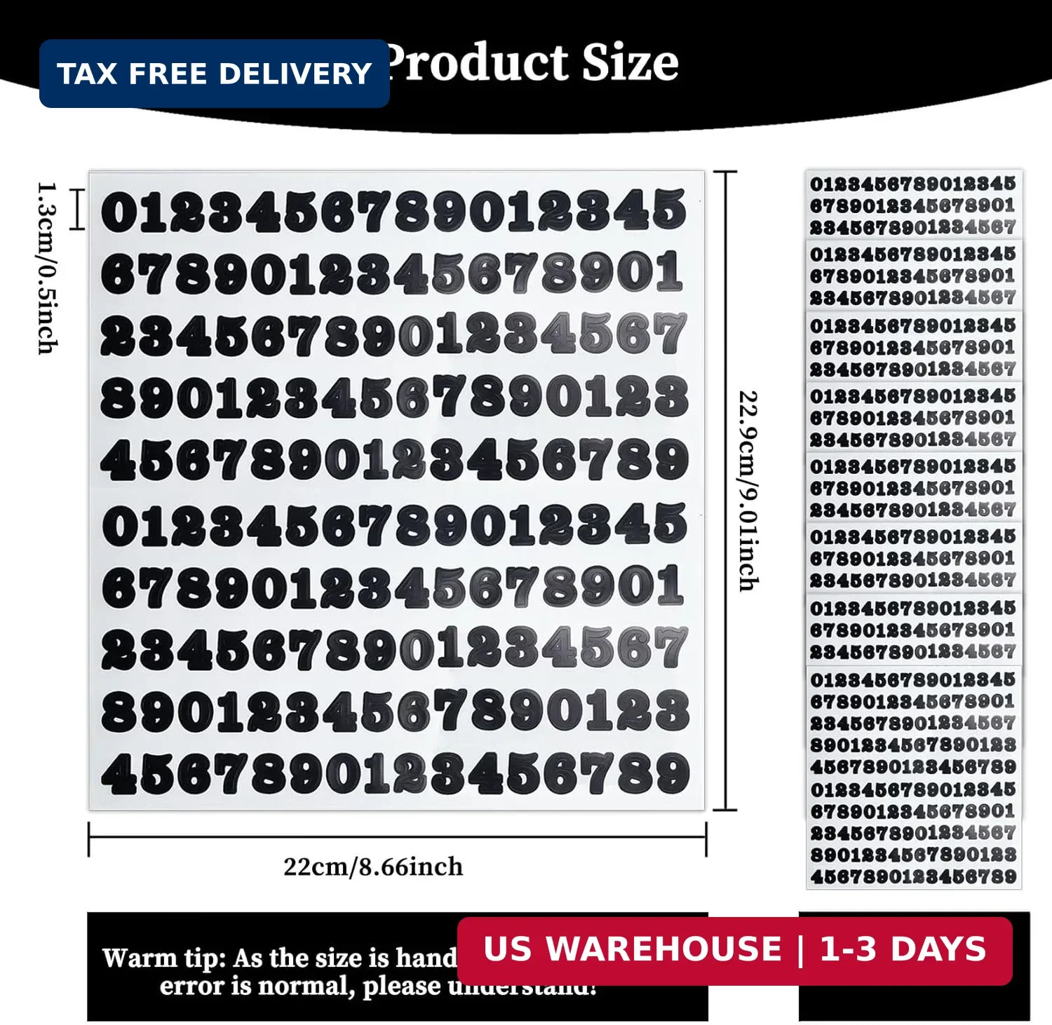 1/2 Inch Self Adhesive Vinyl Number Stickers, Waterproof Number Stickers for Org