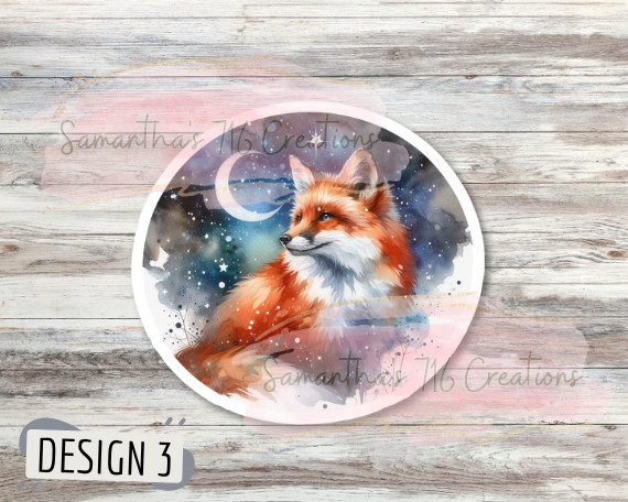 Fox Watercolor Vinyl Stickers 3" For Laptops, Etc. Indoor, Water Resistant