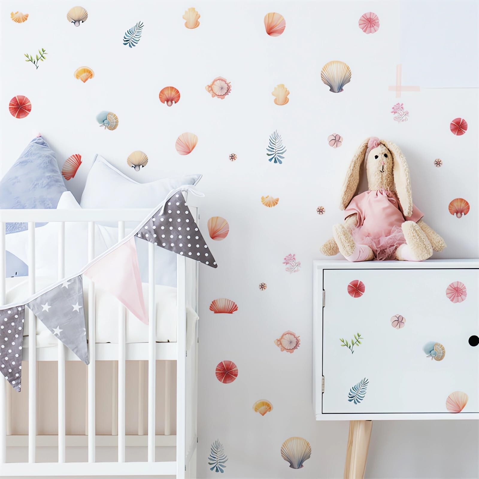 6 Sheets 31 Pcs Colorful Seashells Watercolor Wall Stickers, sacinora Under T…
