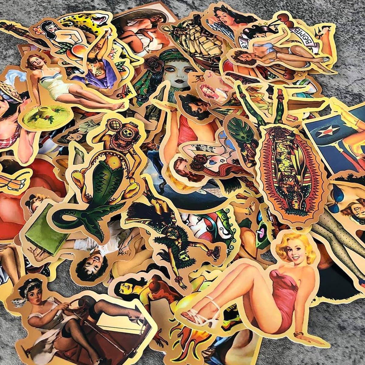 American Traditional Stickers Vintage Retro Pinup Sticker Pack, Vinyl Waterproof