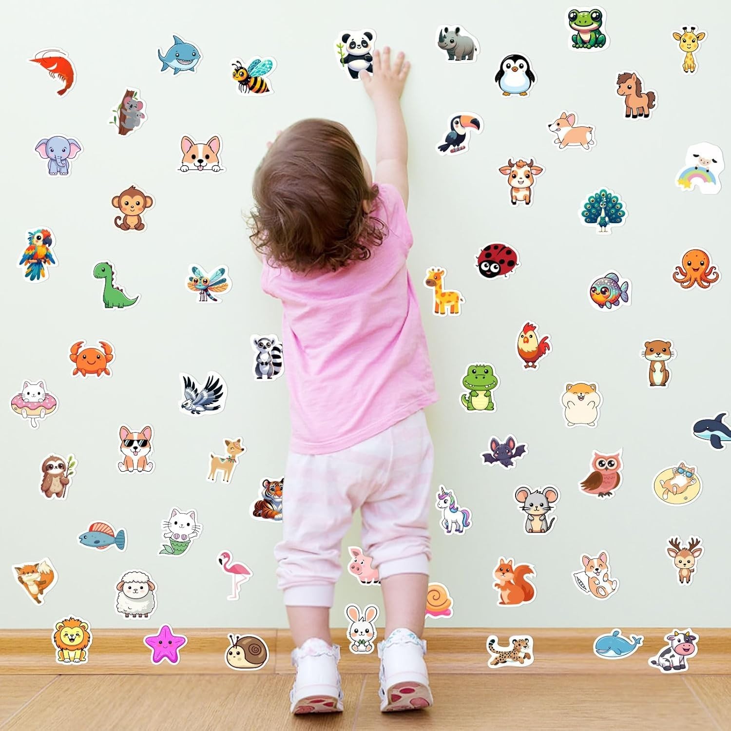 100PCS Kids Water Bottle Stickers Waterproof Vinyl Animal Laptop Decals