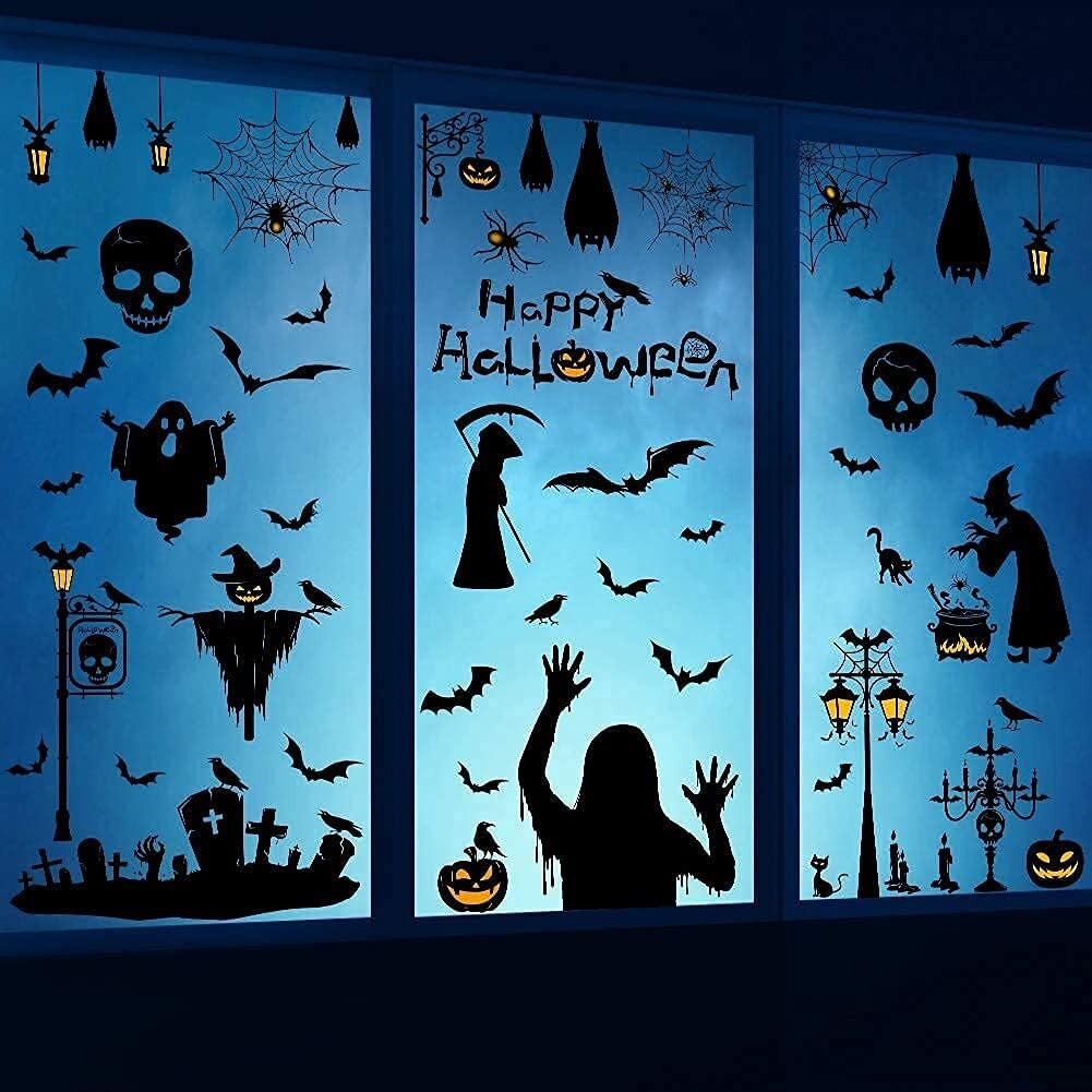 78 pcs Halloween Decorations Window Clings Bat Stickers Wall Decals Goth Decor