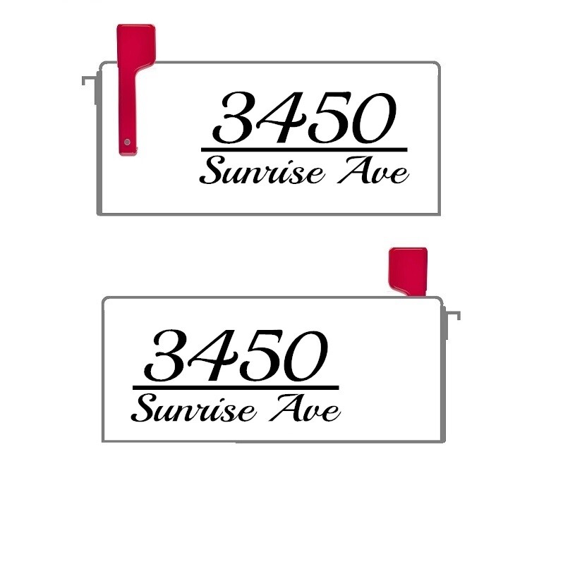 SET OF 2 CUSTOM MADE PERSONALIZED VINYL MAILBOX NUMBERS STREET DECAL,(Model 6)