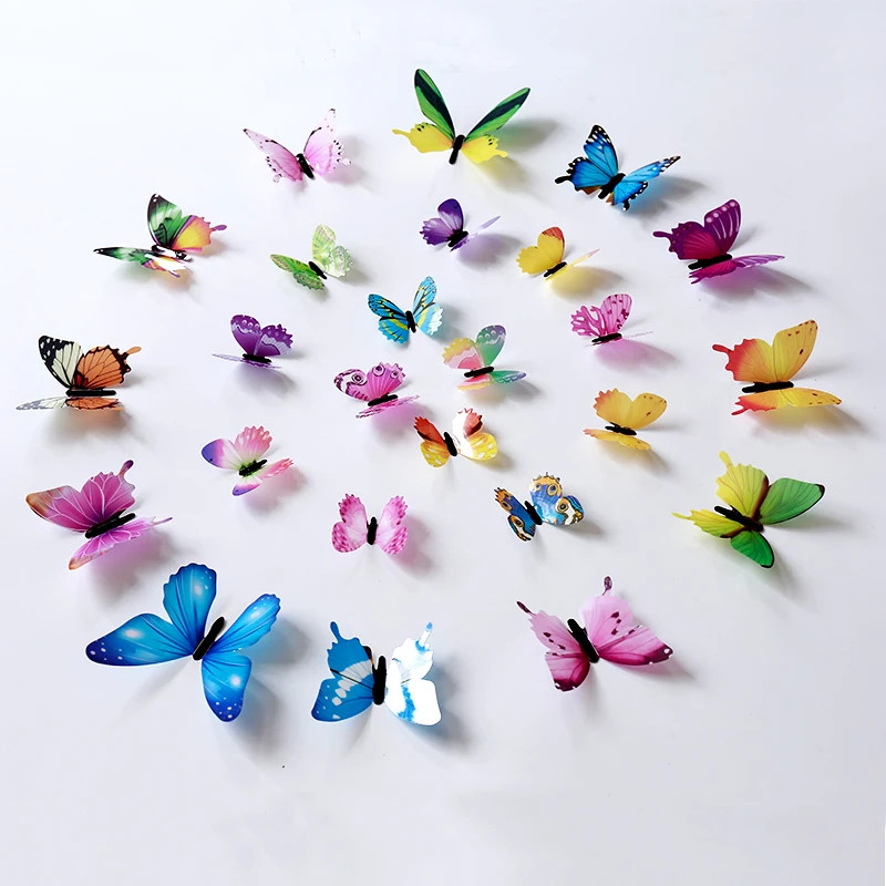 12Pcs Luminous Butterfly Wall Stickers 3D Home Decals Wedding Party Decor