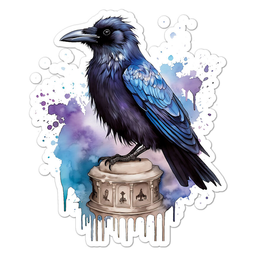 Crow Raven Magpie, Vinyl Decal Sticker, Indoor Outdoor, 3 Sizes, #9426