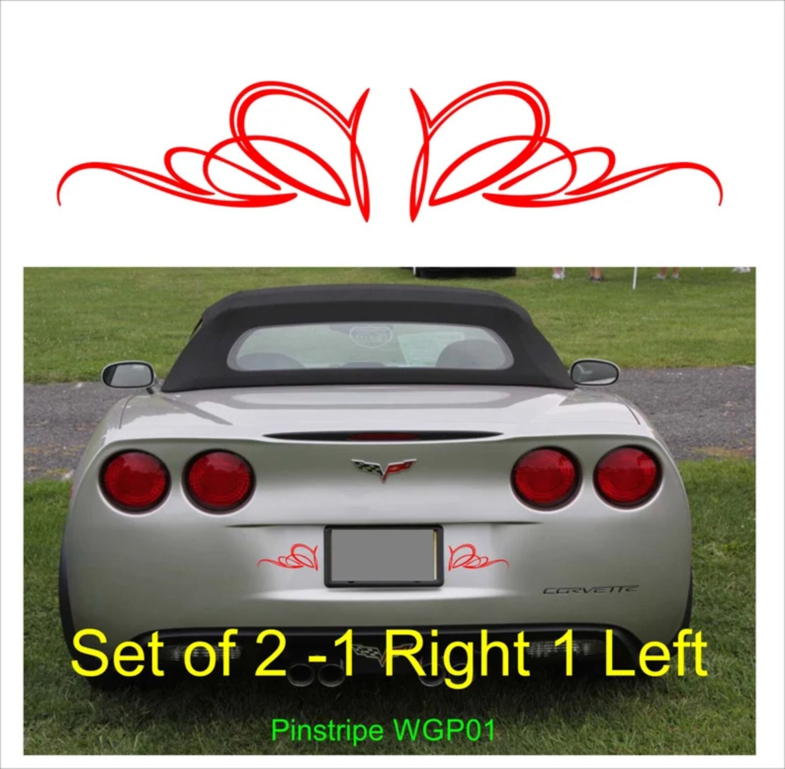 Scroll Pinstripe Fits Corvette Camaro and even Mustang Vinyl Decals WGP03