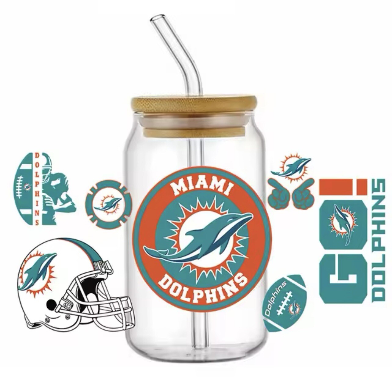 MIAMI Football Team UV DTF Transfer Sticker Cup Wrap DIY Glasses Bottles Cups