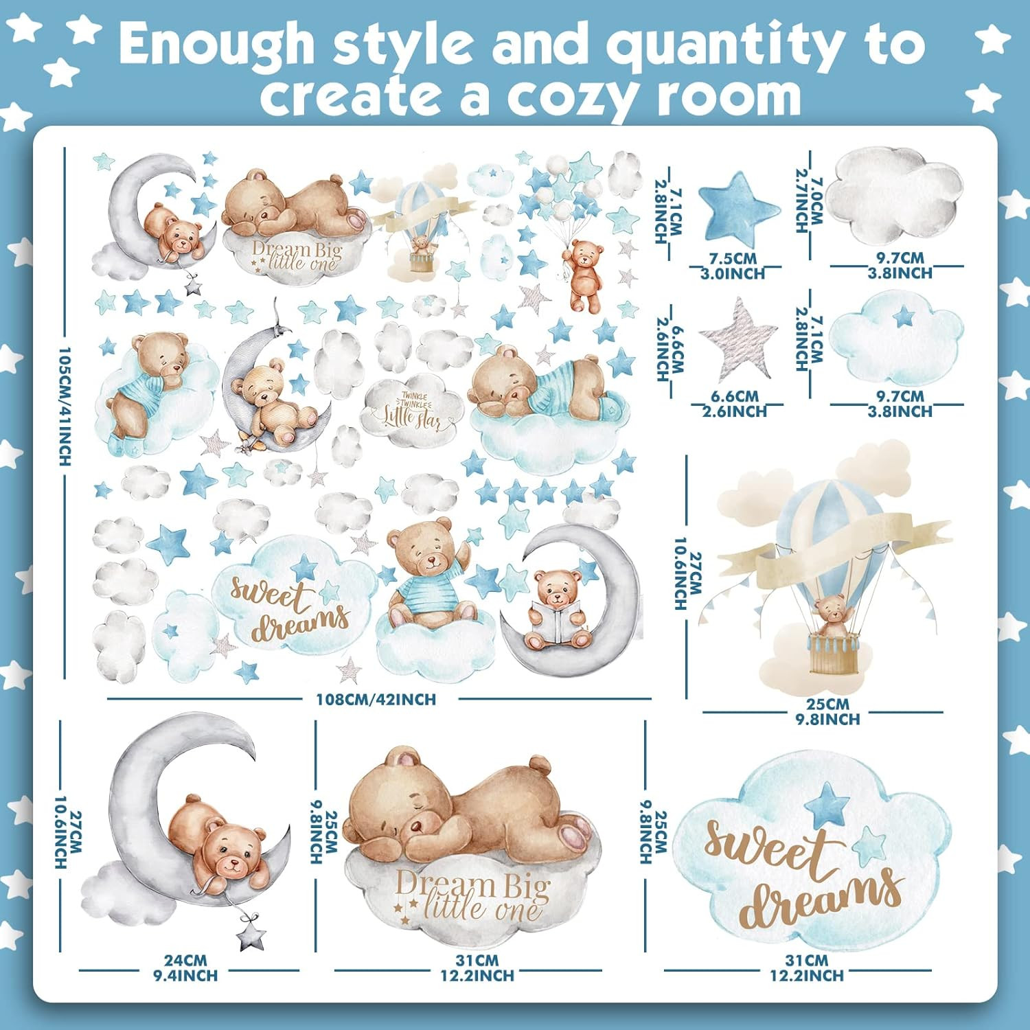 12 Sheet 78 Pcs Bear Highland Cow Wall Decals Cute Highland Cow Sticker Nurse…