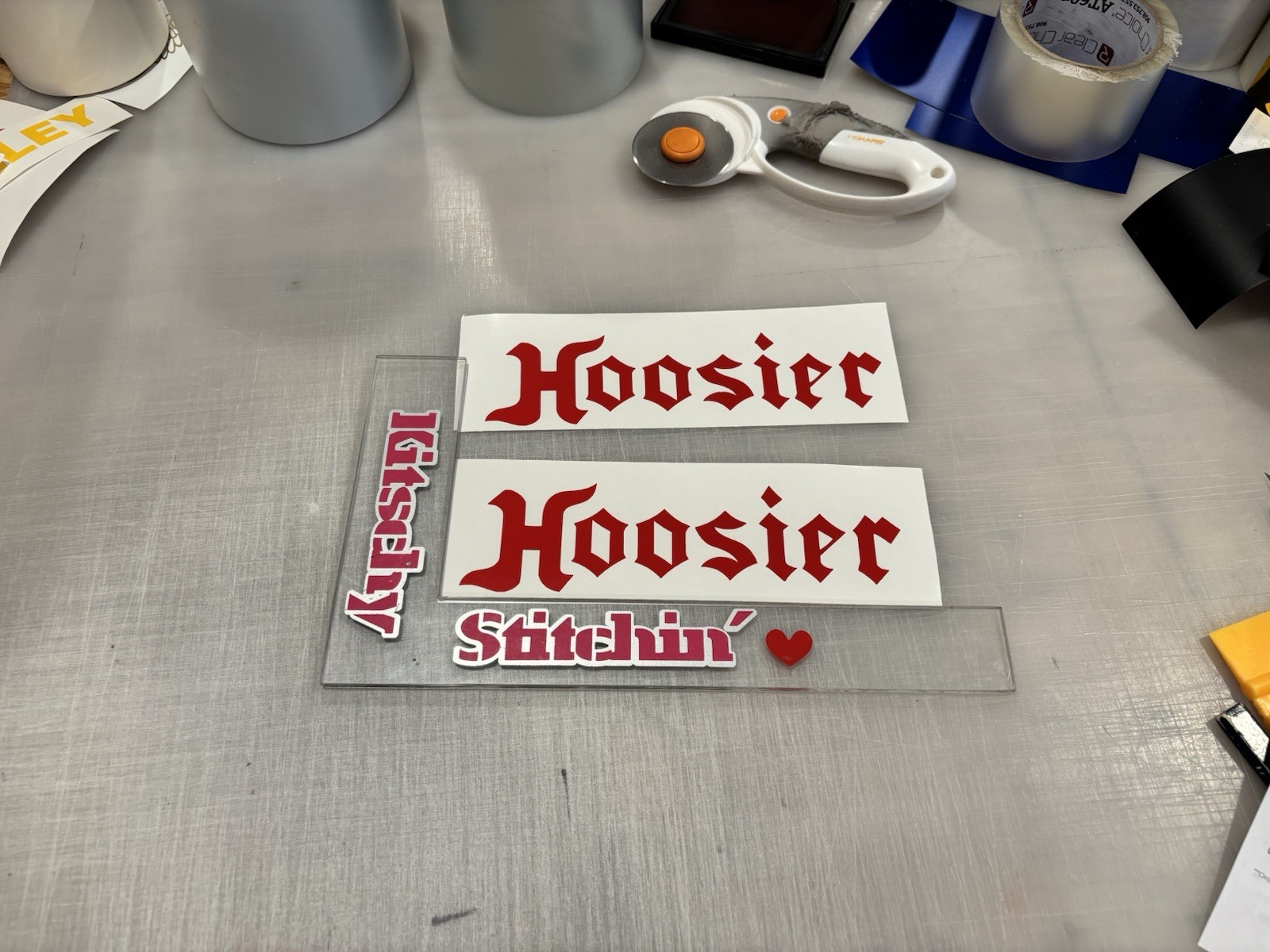 TWO Hoosier Racing Tires Die Cut Vinyl Decals Sprint Midget Dirt Modified Indy