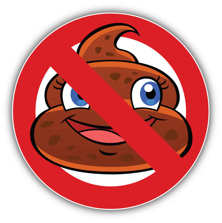 Funny Cartoon Poo Ban Stop Sign Car Bumper Sticker Decal – "SIZES"