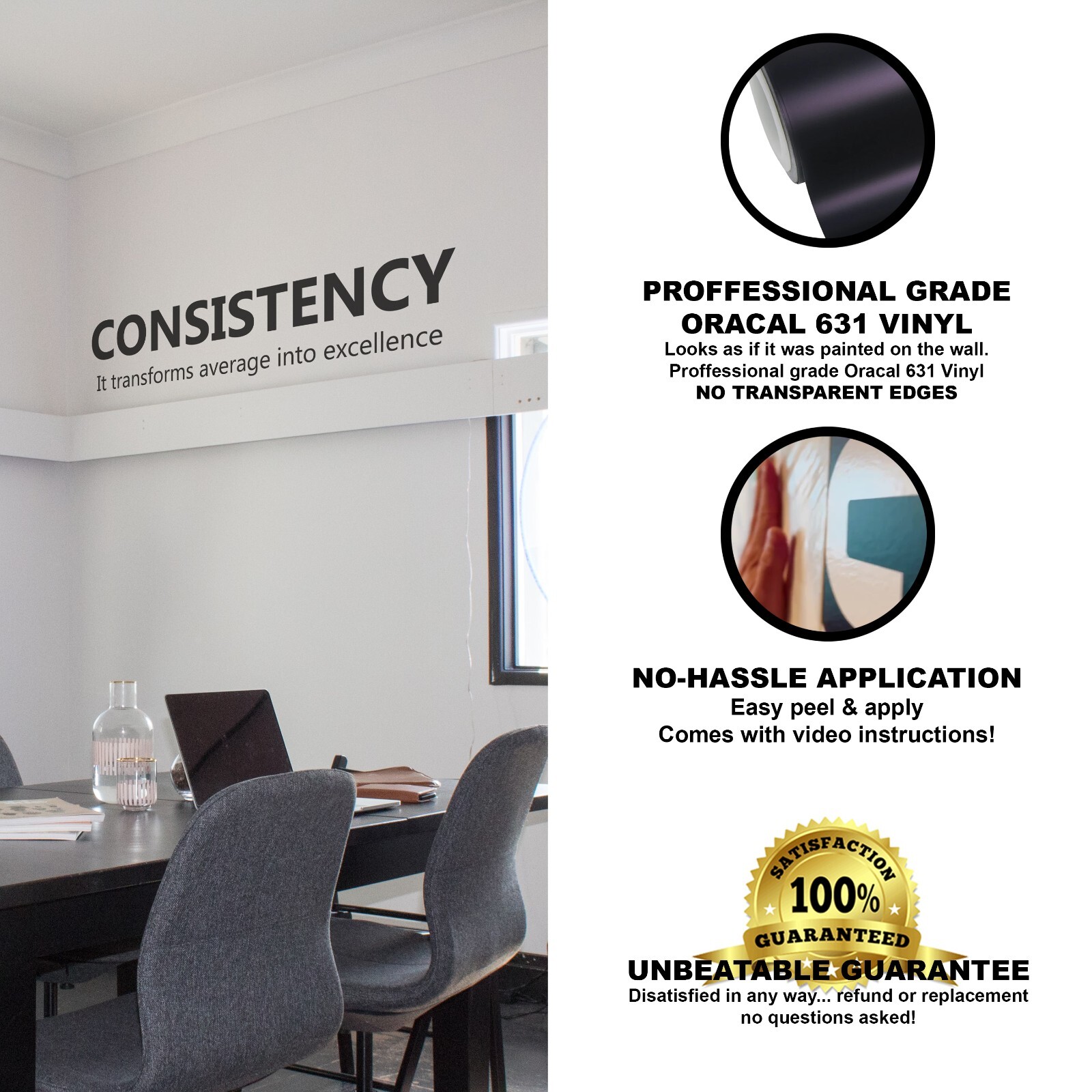 Consistency Wall Decal Sticker Office Decor Quote Vinyl Inspirational Wall Art