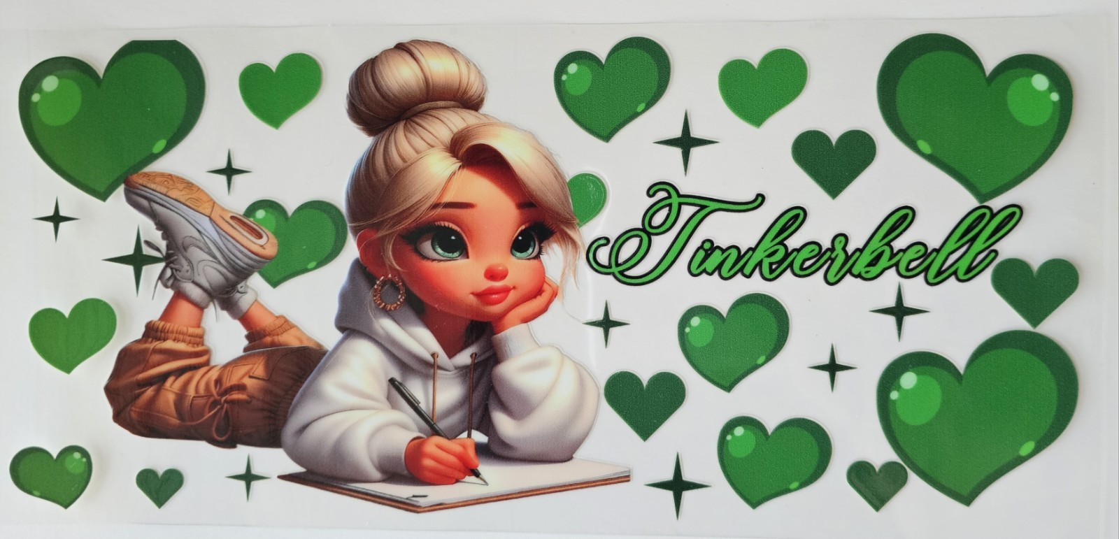 Tinkerbell Writing UV DTF cup transfer wraps