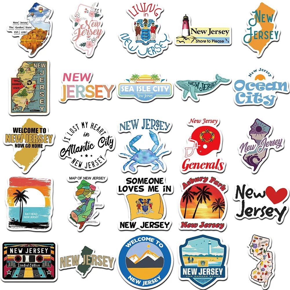 10 Random New Jersey Stickers NJ Garden State Decal Laptop Hydro Free Shipping