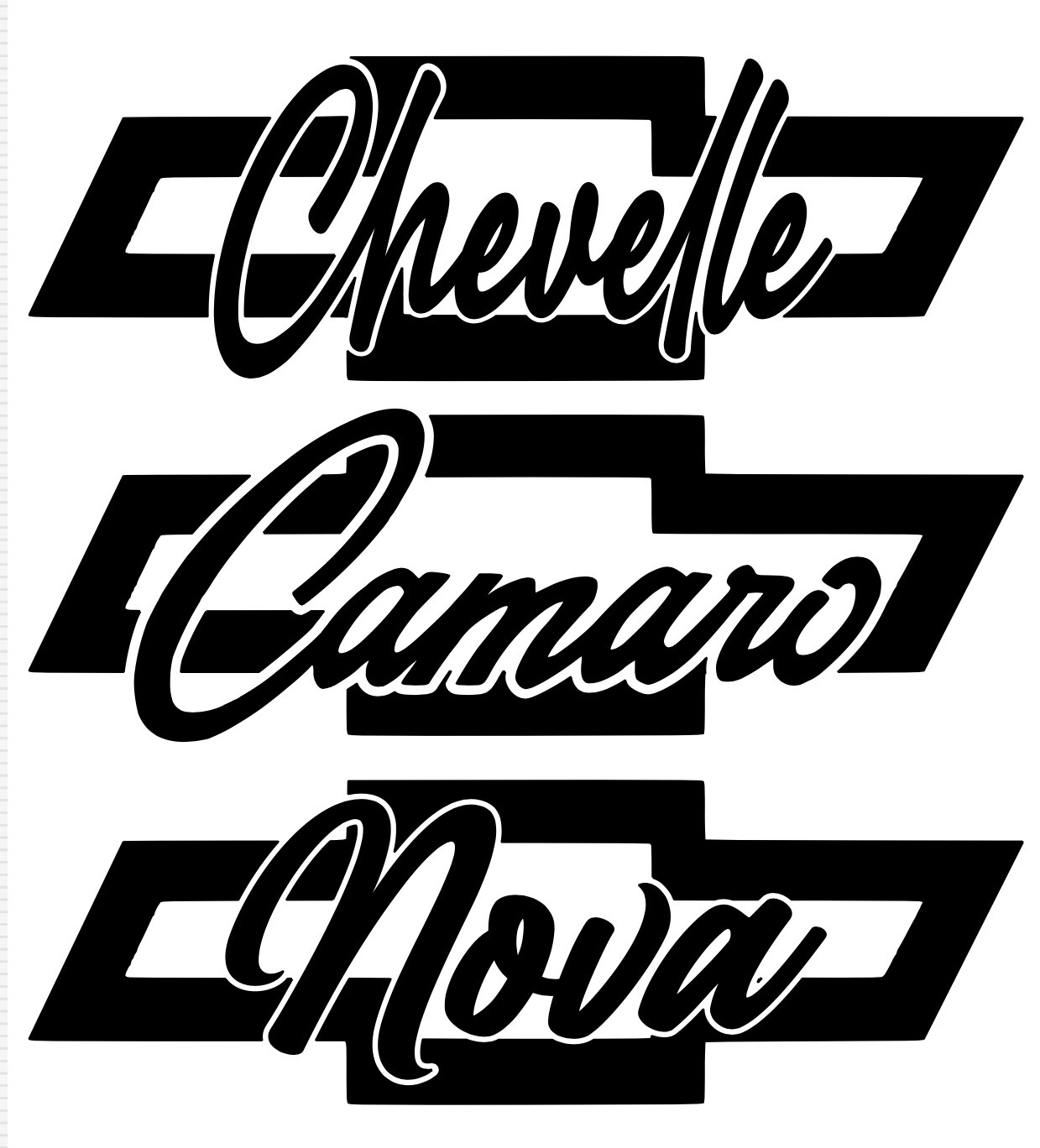 Custom Chevy Bowtie w/Car Models Vinyl Decal Many Sizes & Colors